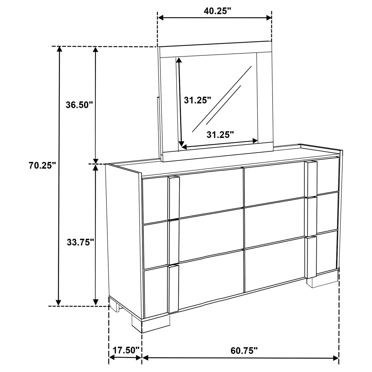 Hyland Natural 6-Drawer Dresser with Mirror by Coaster at Eve Furniture