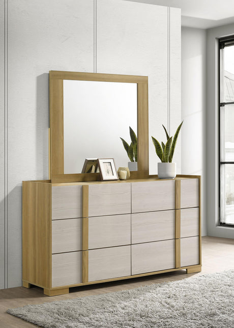 Hyland Natural 6-Drawer Dresser with Mirror by Coaster at Eve Furniture