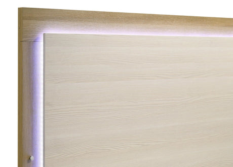 Hyland Natural and White Wood Queen LED Panel Bed by Coaster at Eve Furniture