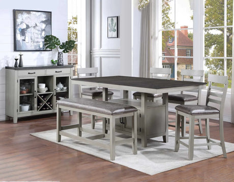Hyland Stone Gray/Charcoal Counter Height Dining Set by Steve Silver at Eve Furniture