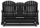 Hyland wave Black Outdoor Glider Loveseat by Ashley at Eve Furniture