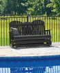 Hyland wave Black Outdoor Glider Loveseat by Ashley at Eve Furniture
