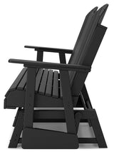 Hyland wave Black Outdoor Glider Loveseat by Ashley at Eve Furniture