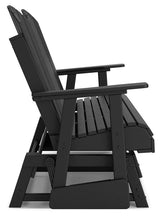 Hyland wave Black Outdoor Glider Loveseat by Ashley at Eve Furniture