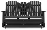 Hyland wave Black Outdoor Glider Loveseat by Ashley at Eve Furniture