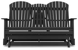 Hyland wave Black Outdoor Glider Loveseat