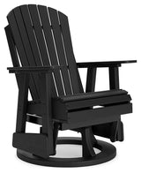 Hyland wave Black Outdoor Swivel Glider Chair by Ashley at Eve Furniture