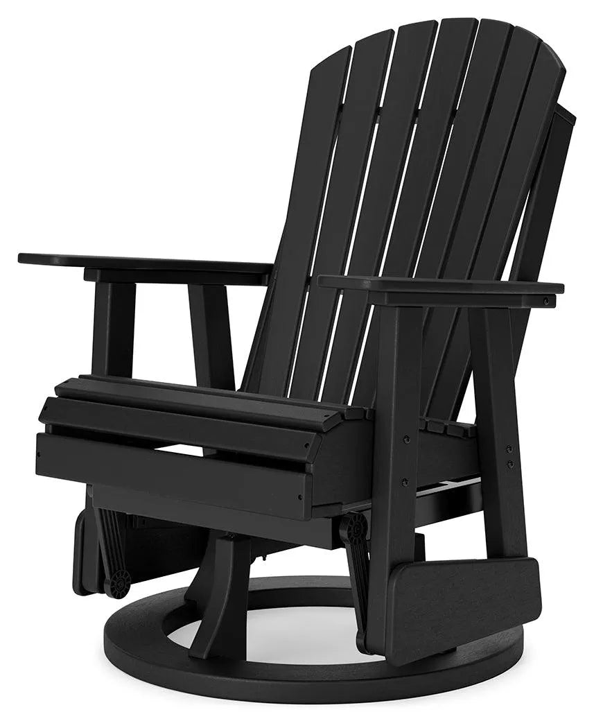 Hyland wave Black Outdoor Swivel Glider Chair by Ashley at Eve Furniture