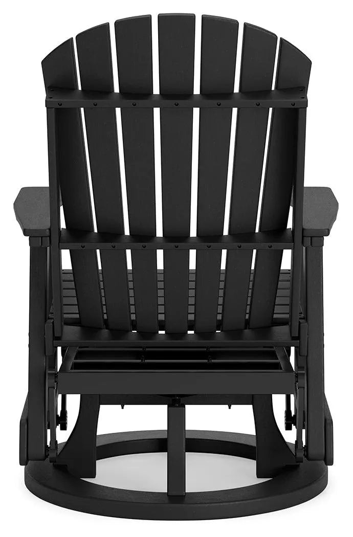 Hyland wave Black Outdoor Swivel Glider Chair by Ashley at Eve Furniture