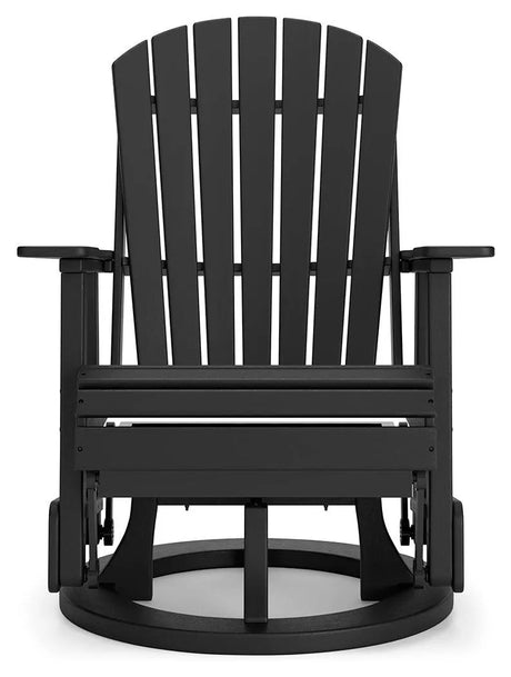 Hyland wave Black Outdoor Swivel Glider Chair by Ashley at Eve Furniture