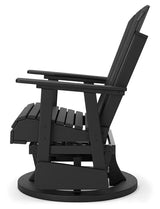 Hyland wave Black Outdoor Swivel Glider Chair by Ashley at Eve Furniture