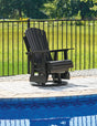Hyland wave Black Outdoor Swivel Glider Chair by Ashley at Eve Furniture