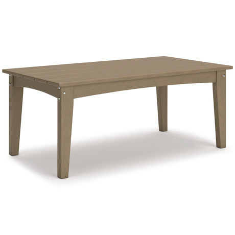 Hyland wave Driftwood Outdoor Coffee Table by Ashley at Eve Furniture