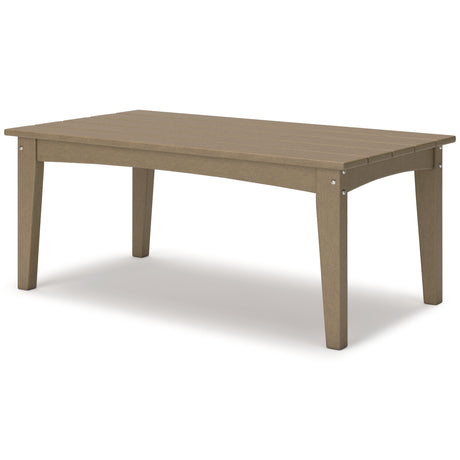 Hyland wave Driftwood Outdoor Coffee Table by Ashley at Eve Furniture