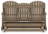 Hyland wave Driftwood Outdoor Glider Loveseat by Ashley at Eve Furniture
