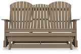 Hyland wave Driftwood Outdoor Glider Loveseat by Ashley at Eve Furniture