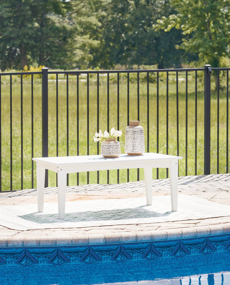 Hyland wave White Outdoor Coffee Table by Ashley at Eve Furniture