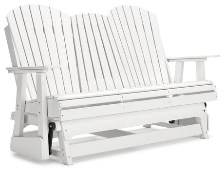 Hyland wave White Outdoor Glider Loveseat by Ashley at Eve Furniture