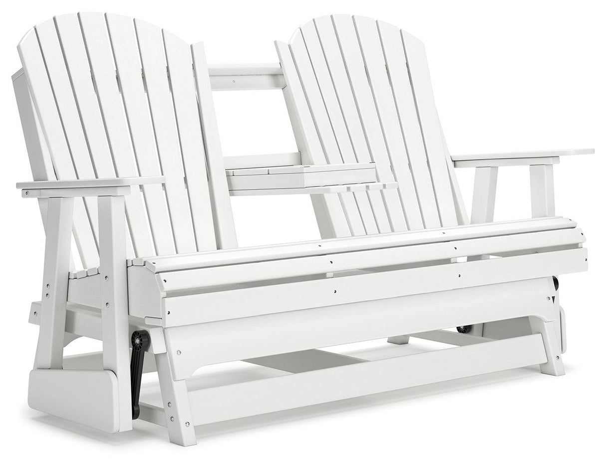 Hyland wave White Outdoor Glider Loveseat by Ashley at Eve Furniture