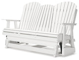 Hyland wave White Outdoor Glider Loveseat by Ashley at Eve Furniture