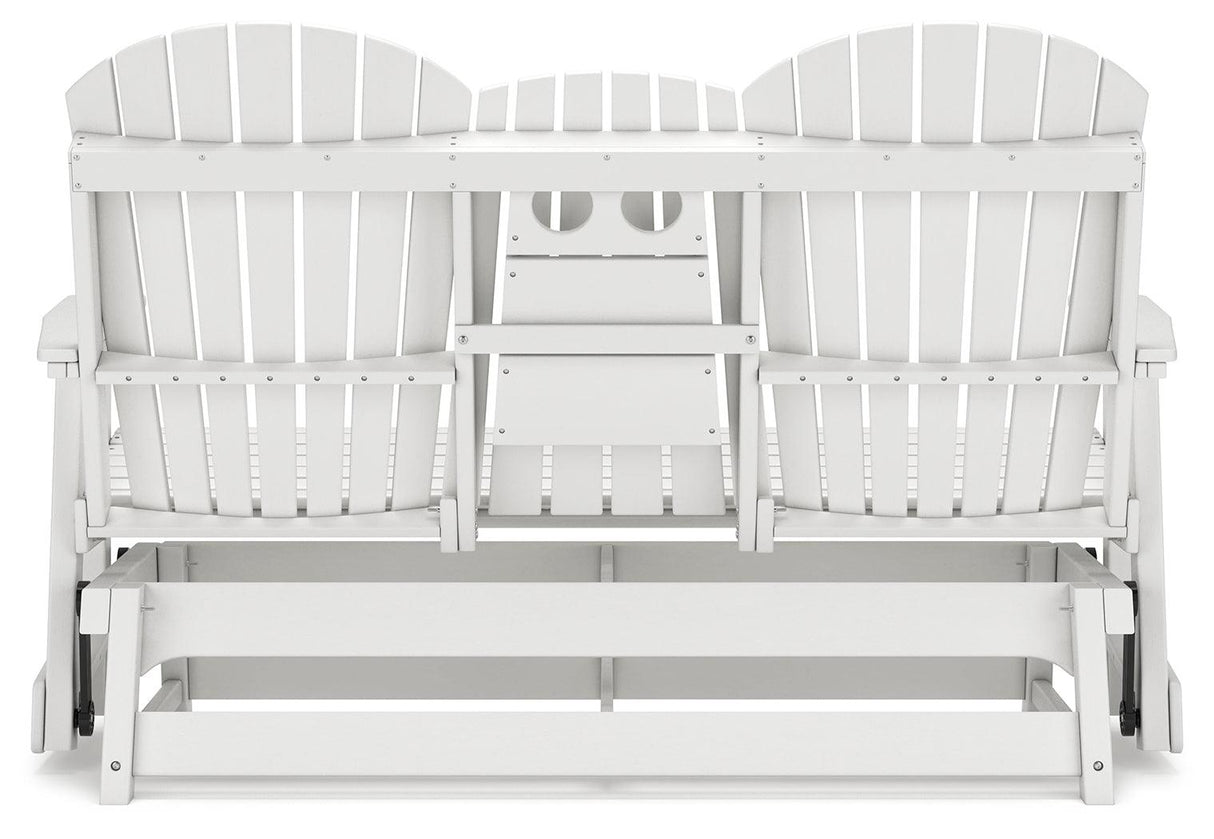 Hyland wave White Outdoor Glider Loveseat by Ashley at Eve Furniture