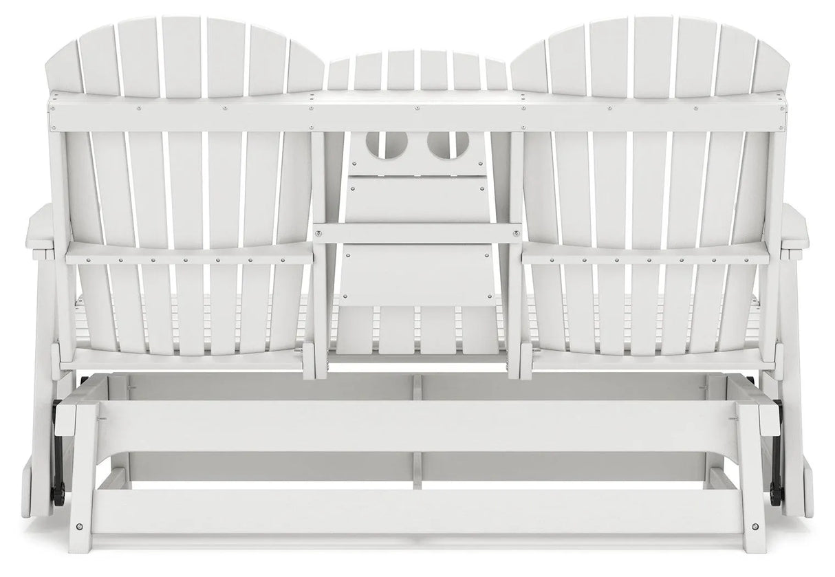 Hyland wave White Outdoor Glider Loveseat by Ashley at Eve Furniture