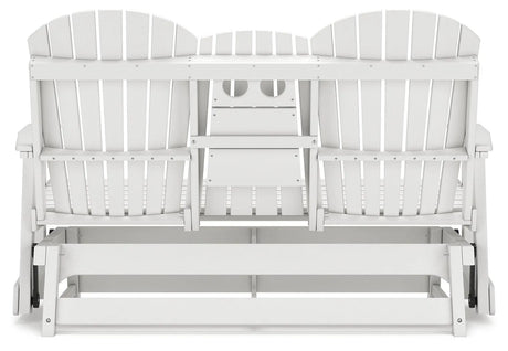 Hyland wave White Outdoor Glider Loveseat by Ashley at Eve Furniture