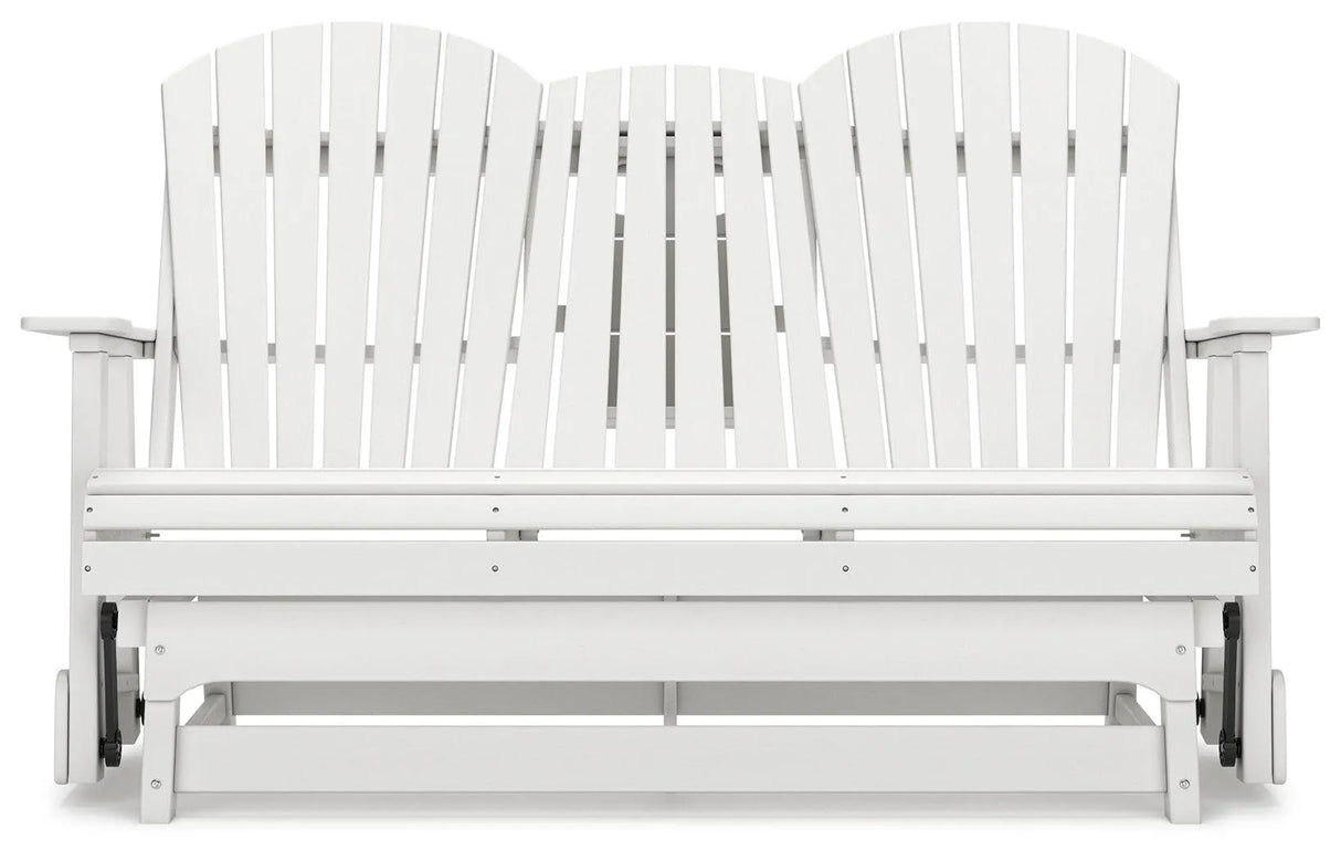Hyland wave White Outdoor Glider Loveseat by Ashley at Eve Furniture