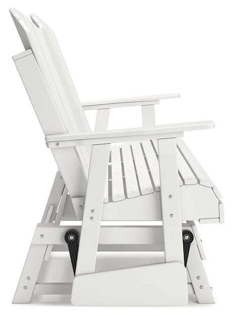 Hyland wave White Outdoor Glider Loveseat by Ashley at Eve Furniture
