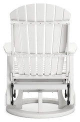 Hyland wave White Outdoor Swivel Glider Chair by Ashley at Eve Furniture
