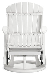 Hyland wave White Outdoor Swivel Glider Chair by Ashley at Eve Furniture