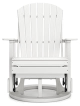 Hyland wave White Outdoor Swivel Glider Chair by Ashley at Eve Furniture