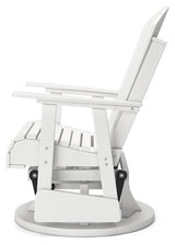 Hyland wave White Outdoor Swivel Glider Chair by Ashley at Eve Furniture