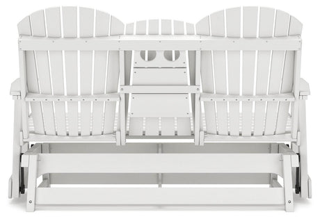 Hyland wave White Outdoor Glider Loveseat by Ashley at Eve Furniture