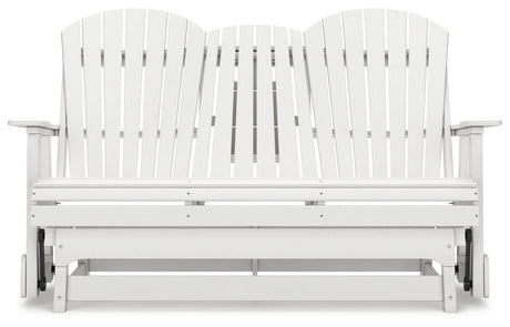 Hyland wave White Outdoor Glider Loveseat by Ashley at Eve Furniture