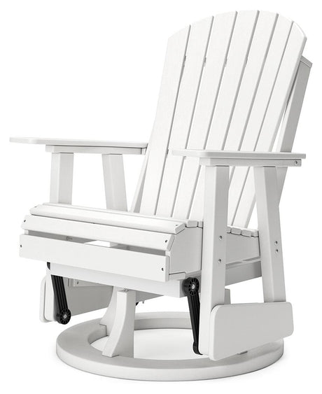 Hyland wave White Outdoor Swivel Glider Chair by Ashley at Eve Furniture