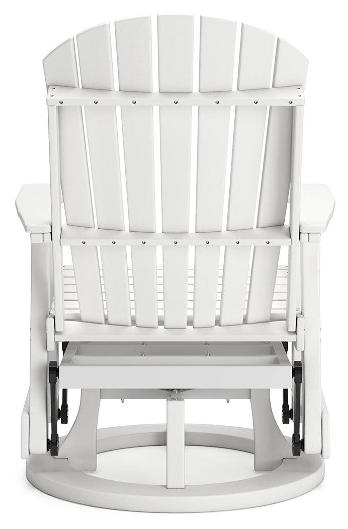 Hyland wave White Outdoor Swivel Glider Chair by Ashley at Eve Furniture