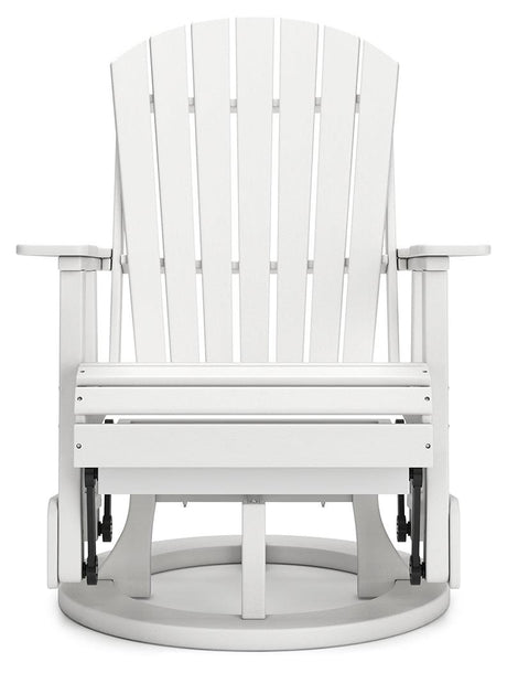 Hyland wave White Outdoor Swivel Glider Chair by Ashley at Eve Furniture