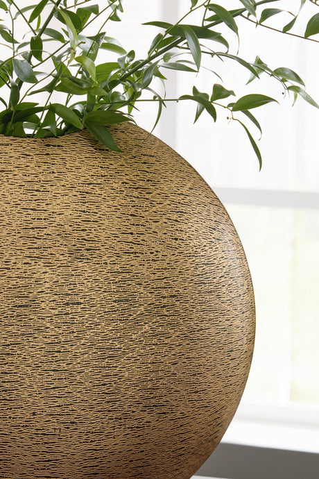 Iansboro Antique Gold Finish Vase by Ashley at Eve Furniture