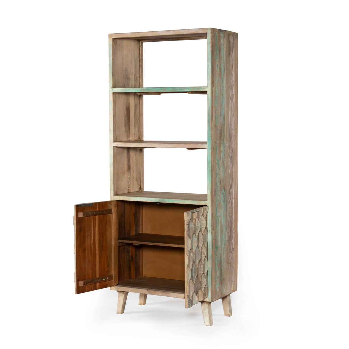 Ibiza 31" Bookshelf in Vintage Teal Reclaimed Wood by Home Trends & Design at Eve Furniture