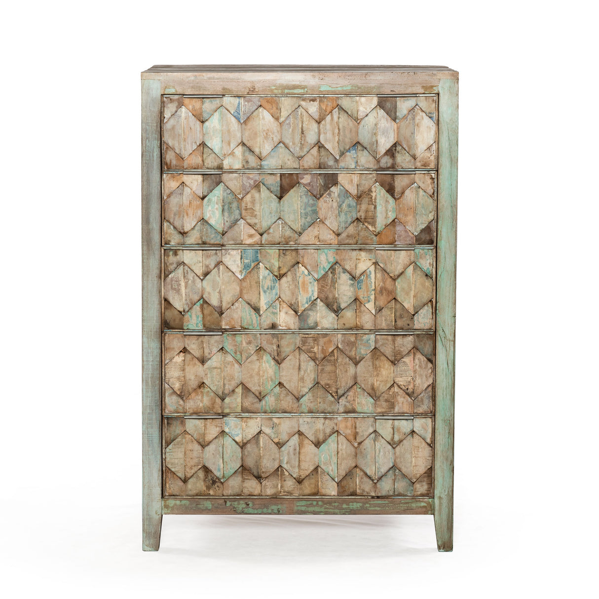 Ibiza 32" Tall Chest in Vintage Teal Reclaimed Wood by Home Trends & Design at Eve Furniture
