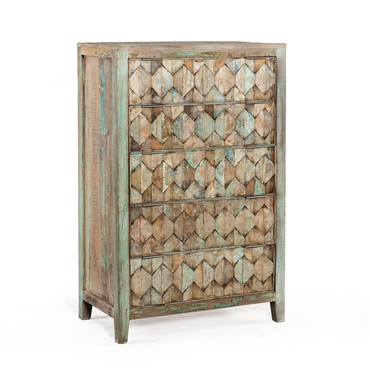 Ibiza 32" Tall Chest in Vintage Teal Reclaimed Wood by Home Trends & Design at Eve Furniture