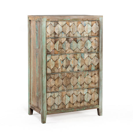 Ibiza 32" Tall Chest in Vintage Teal Reclaimed Wood by Home Trends & Design at Eve Furniture