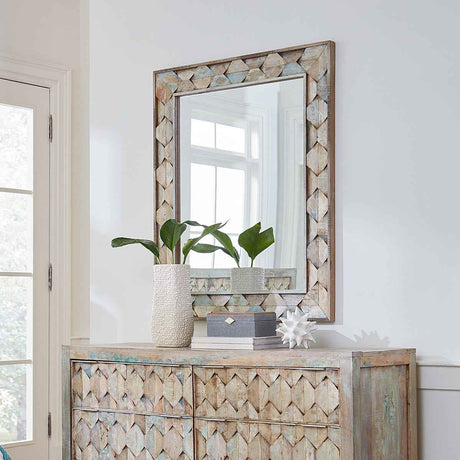 Ibiza 37" Mirror in Vintage Teal Reclaimed Wood by Home Trends & Design at Eve Furniture