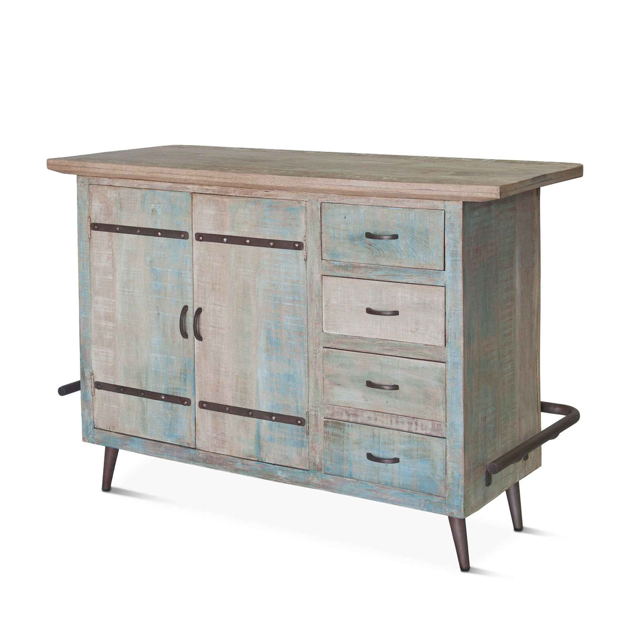Ibiza 62" Bar in Vintage Teal Reclaimed Wood by Home Trends & Design at Eve Furniture