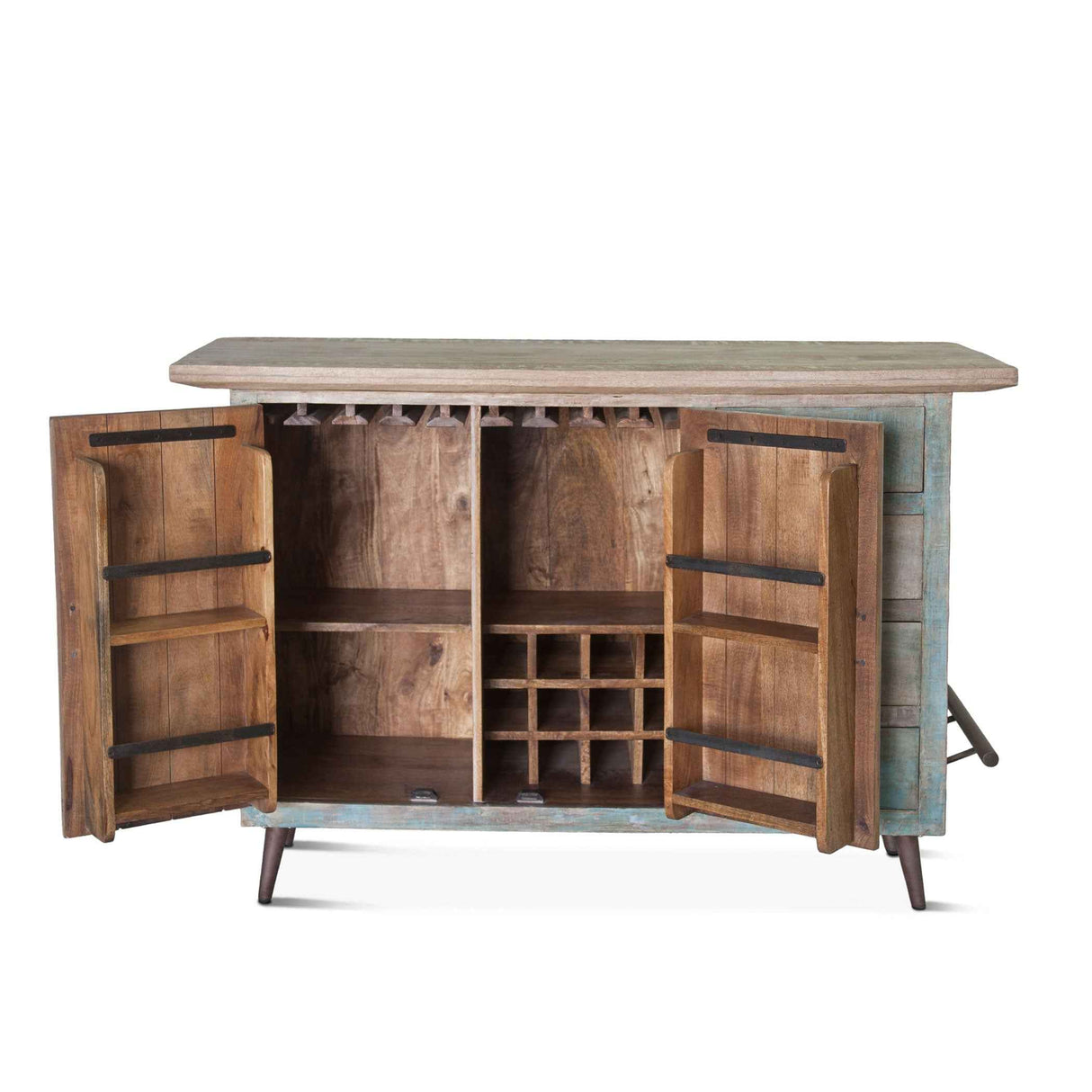 Ibiza 62" Bar in Vintage Teal Reclaimed Wood by Home Trends & Design at Eve Furniture