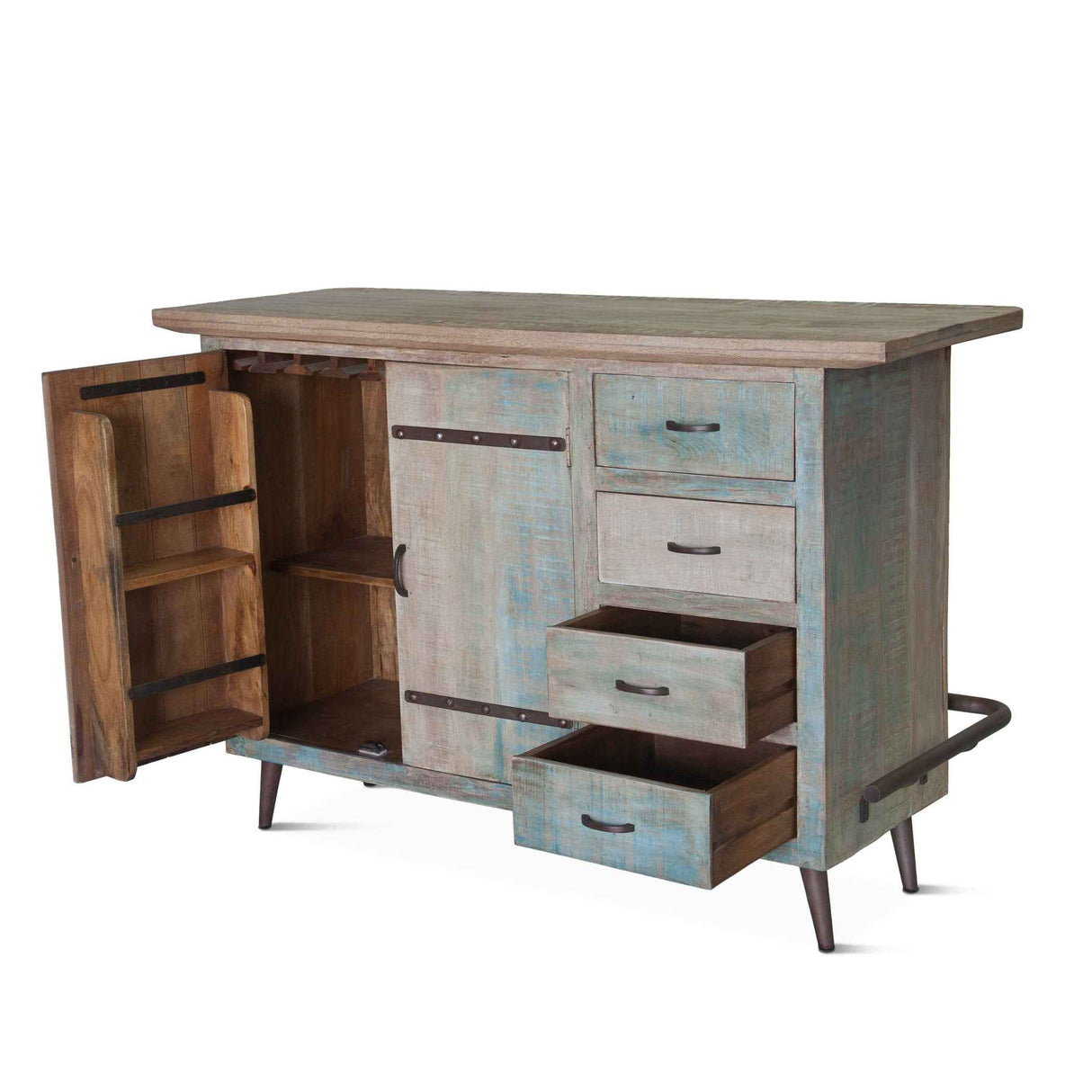 Ibiza 62" Bar in Vintage Teal Reclaimed Wood by Home Trends & Design at Eve Furniture