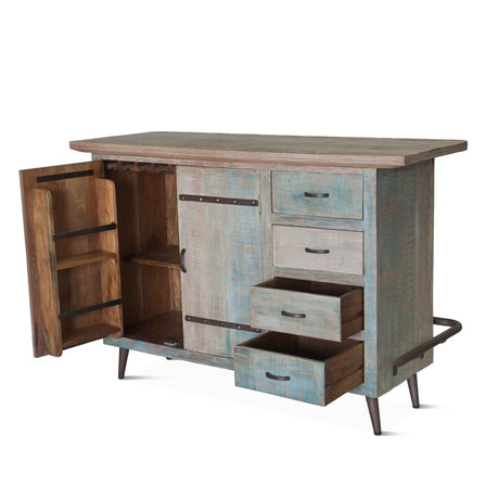 Ibiza 62" Bar in Vintage Teal Reclaimed Wood by Home Trends & Design at Eve Furniture