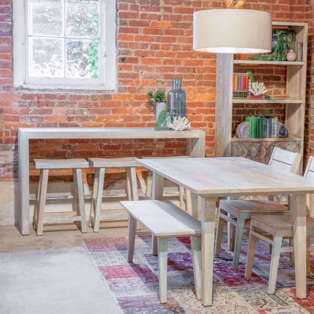 Ibiza 66" Sofa Back Console Table with Stools in Vintage Teal Reclaimed Wood by Home Trends & Design at Eve Furniture
