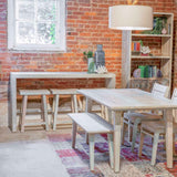 Ibiza 66" Sofa Back Console Table with Stools in Vintage Teal Reclaimed Wood by Home Trends & Design at Eve Furniture